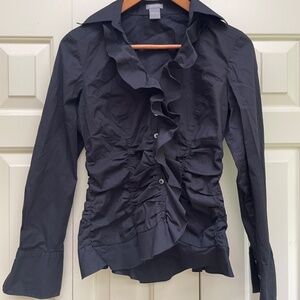 Ann Taylor Ruffle Shirt Black